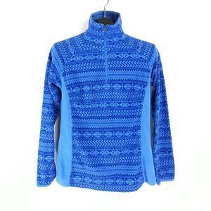 Columbia 1/4-Zip Fleece Pullover Women's Medium Blue Nordic Mock Neck Outdoor